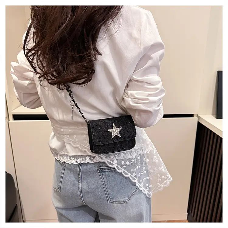 Silver Star Diamond Lattice Crossbody Bag — feature 12