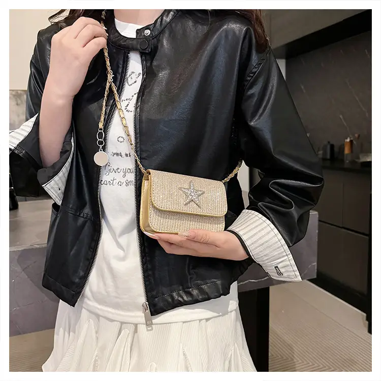 Silver Star Diamond Lattice Crossbody Bag — feature 16