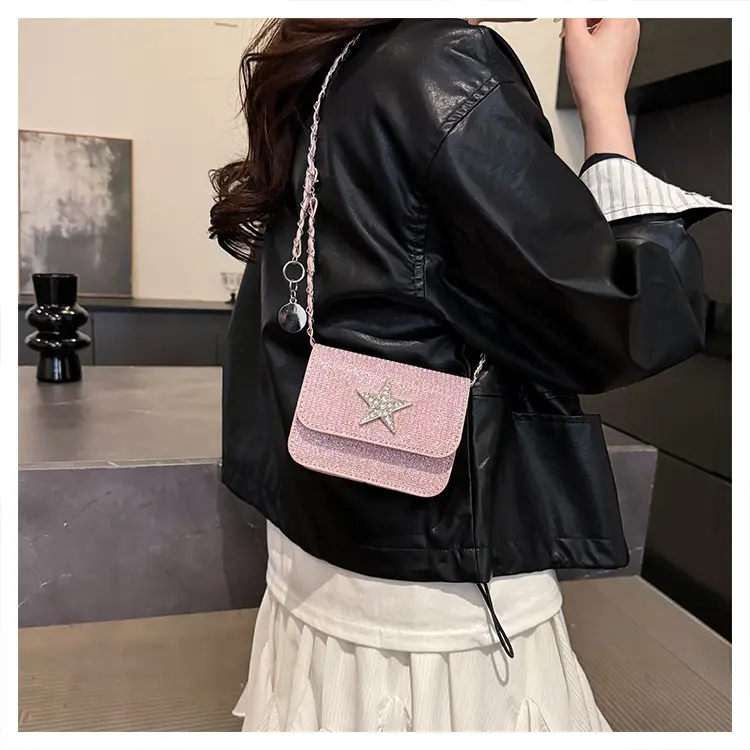 Silver Star Diamond Lattice Crossbody Bag — feature 17