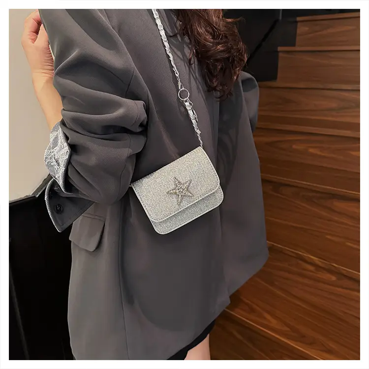 Silver Star Diamond Lattice Crossbody Bag — feature 22