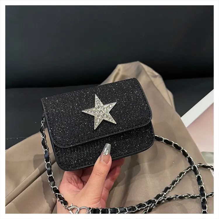 Silver Star Diamond Lattice Crossbody Bag — feature 24