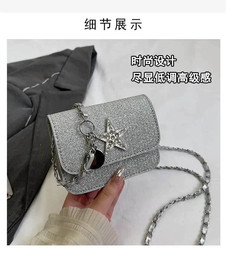 Silver Star Diamond Lattice Crossbody Bag — feature 3