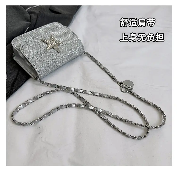 Silver Star Diamond Lattice Crossbody Bag — feature 4