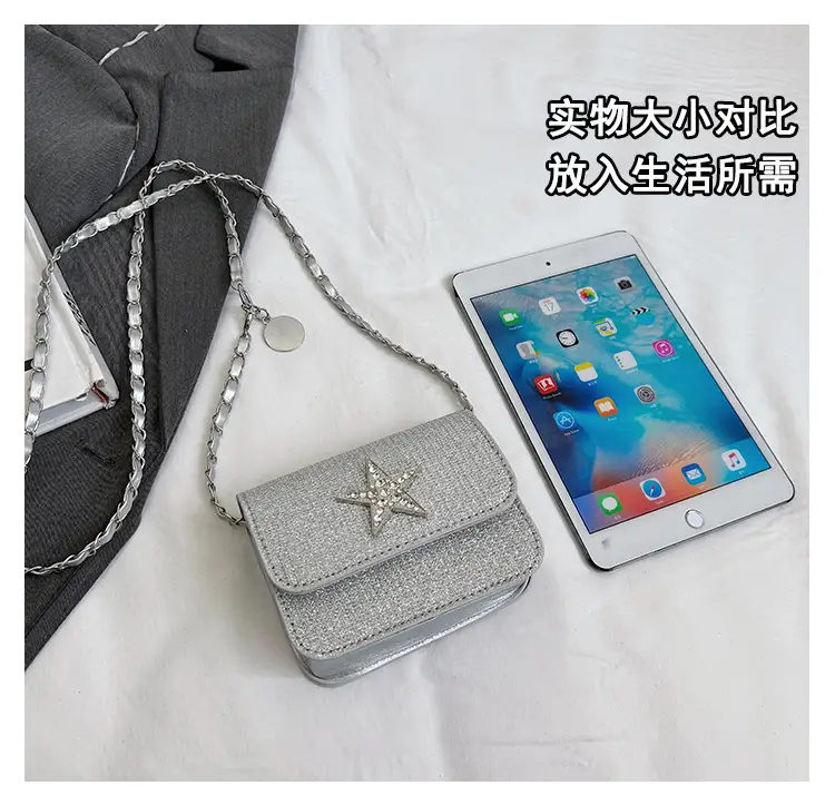 Silver Star Diamond Lattice Crossbody Bag — feature 5