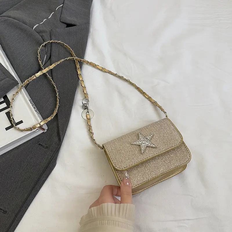 Silver Star Diamond Lattice Crossbody Bag