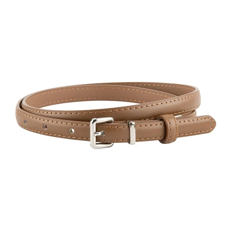 Women's Genuine Leather Vintage Buckle Slimming Belt Brown