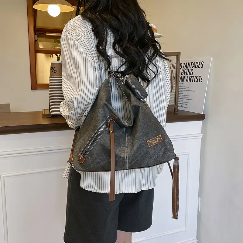 Blue Leather Strap Women's Shoulder Bag - Image 5