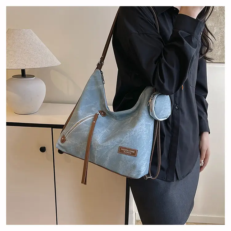 Blue Leather Strap Women's Shoulder Bag — feature 20