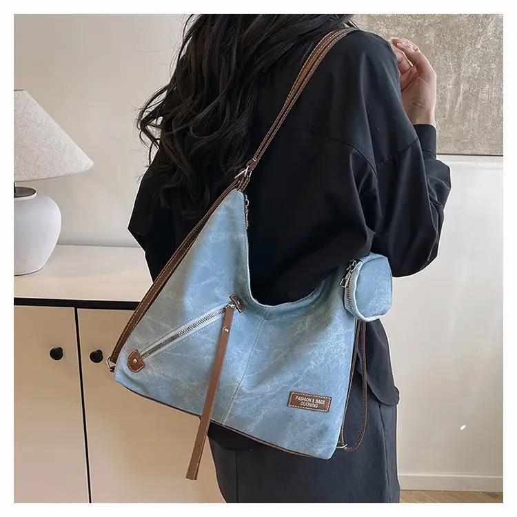 Blue Leather Strap Women's Shoulder Bag — feature 21
