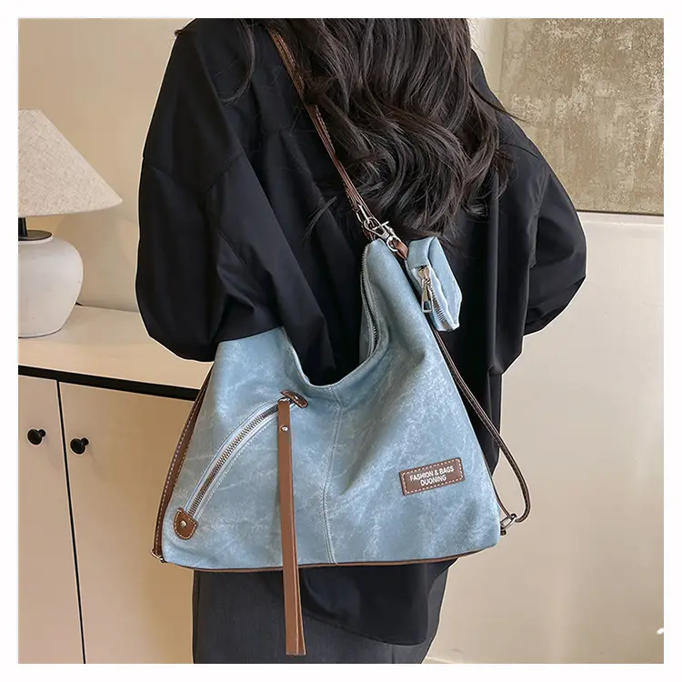 Blue Leather Strap Women's Shoulder Bag — feature 22