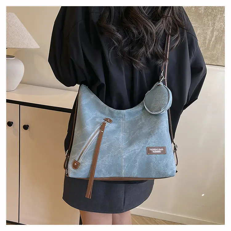Blue Leather Strap Women's Shoulder Bag — feature 24