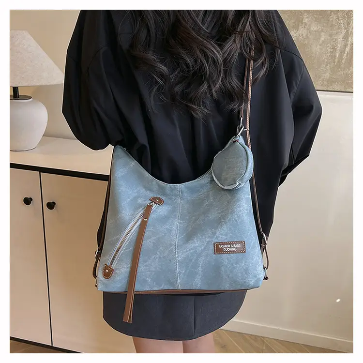 Blue Leather Strap Women's Shoulder Bag — feature 25