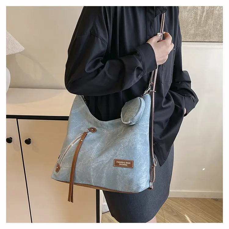 Blue Leather Strap Women's Shoulder Bag — feature 26