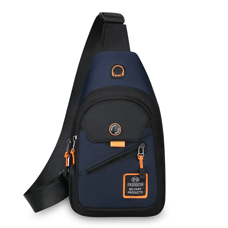 Men's Korean Style Oxford Cloth Chest Bag Blue - Image 8