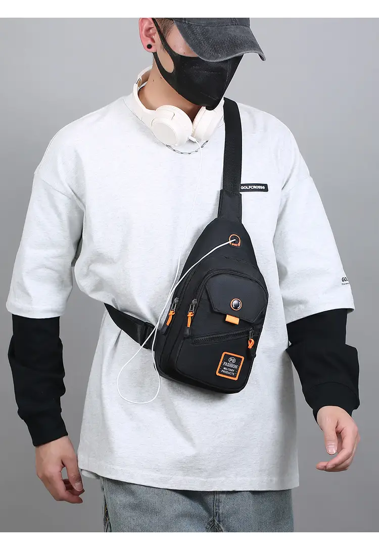 Men's Korean Style Oxford Cloth Chest Bag Blue — feature 10