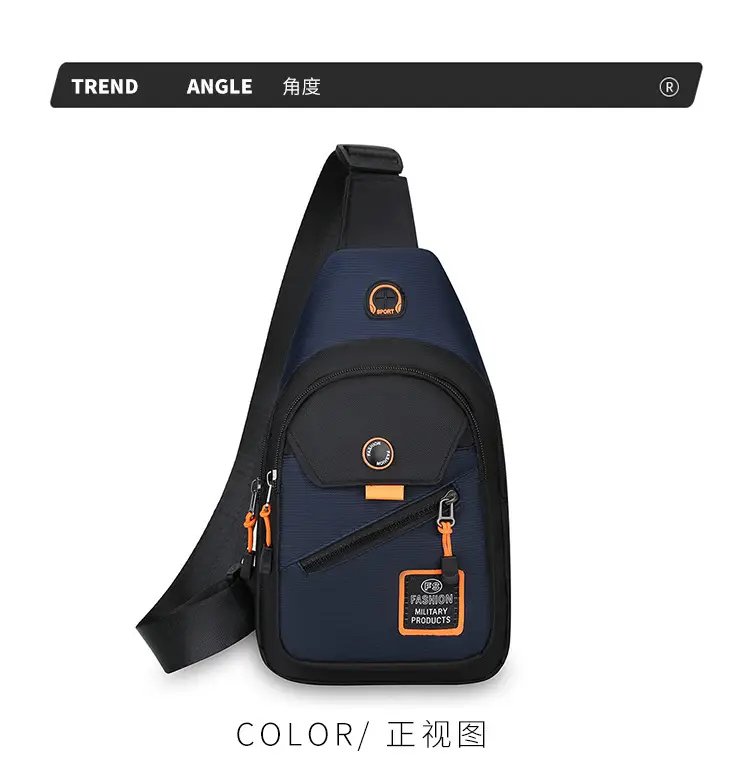 Men's Korean Style Oxford Cloth Chest Bag Blue — feature 22