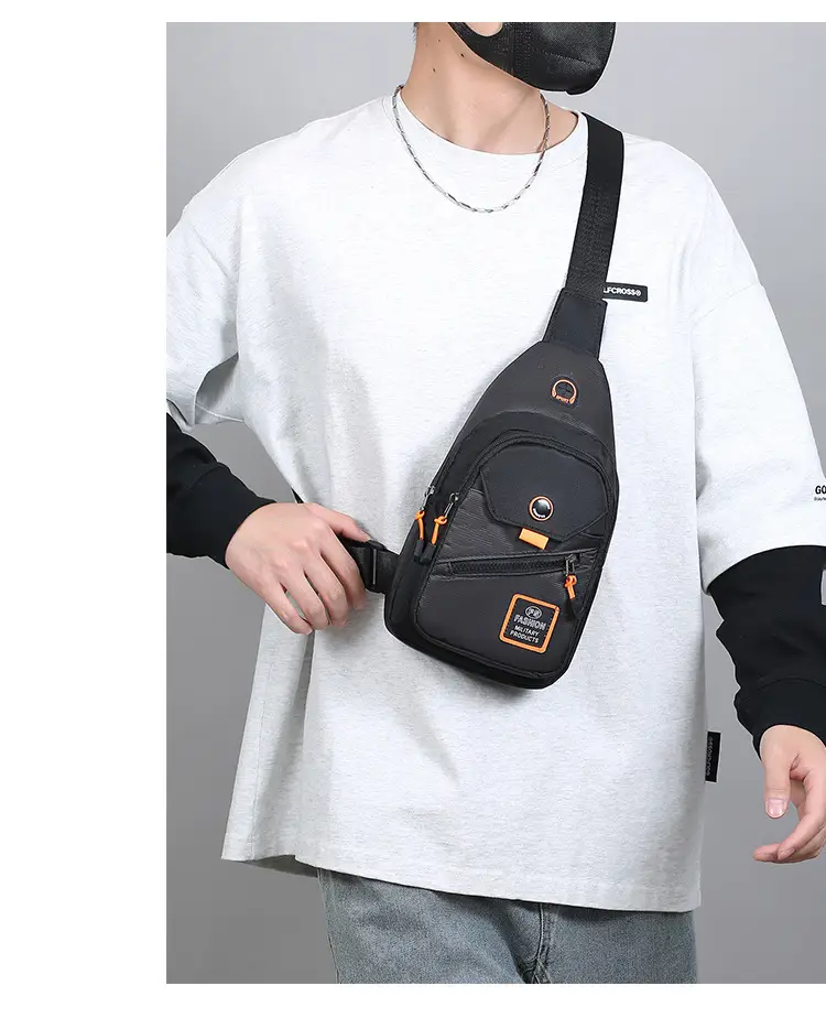 Men's Korean Style Oxford Cloth Chest Bag Blue — feature 23