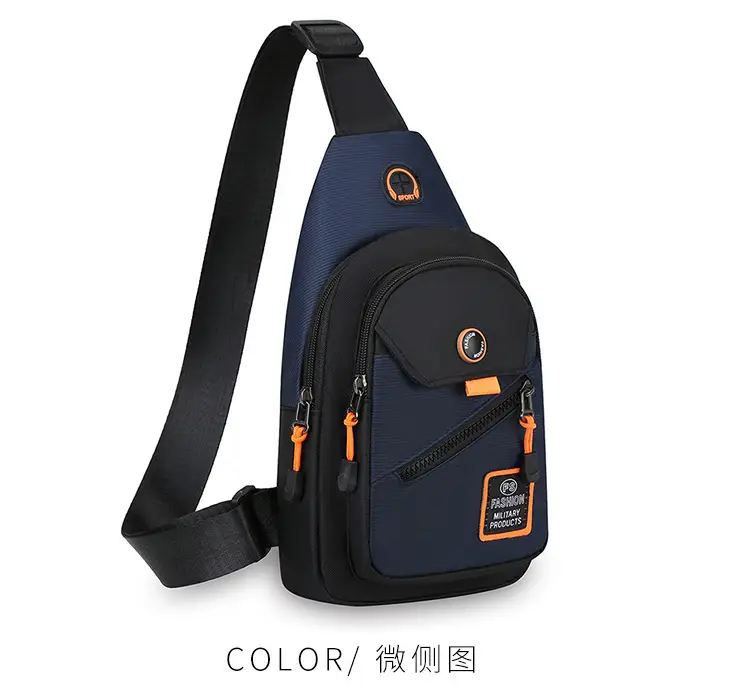 Men's Korean Style Oxford Cloth Chest Bag Blue — feature 24