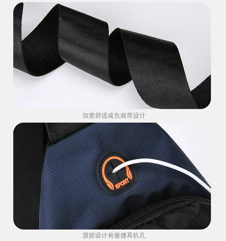 Men's Korean Style Oxford Cloth Chest Bag Blue — feature 30