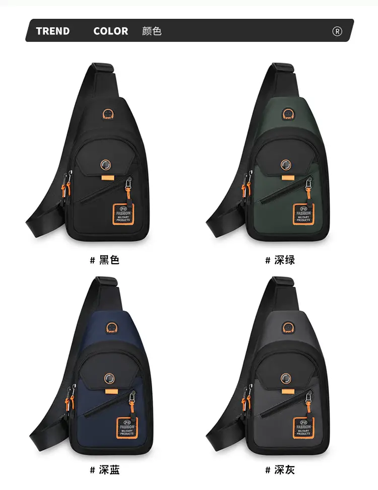 Men's Korean Style Oxford Cloth Chest Bag Blue — feature 4