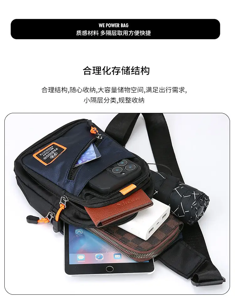 Men's Korean Style Oxford Cloth Chest Bag Blue — feature 8