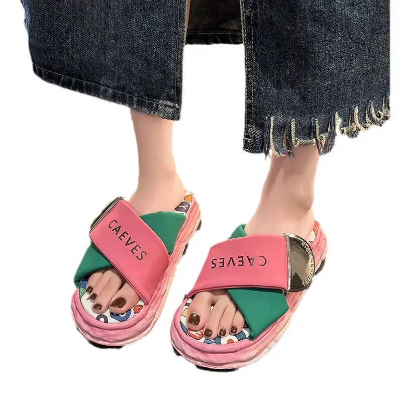 Women's Colorful Graffiti Platform Slippers Summer - Image 7