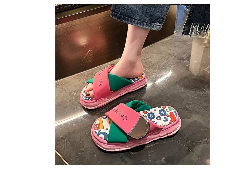 Women's Colorful Graffiti Platform Slippers Summer — feature 18