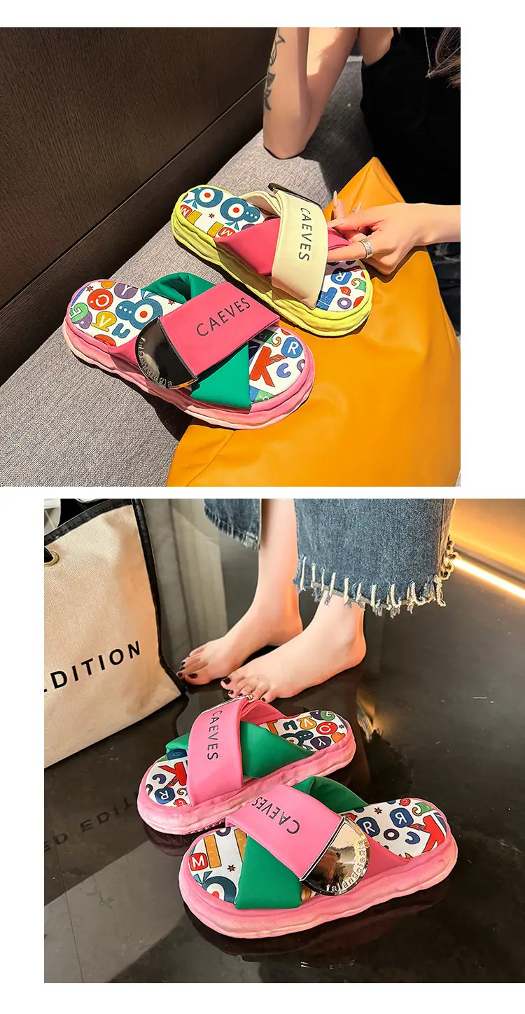 Women's Colorful Graffiti Platform Slippers Summer — feature 24