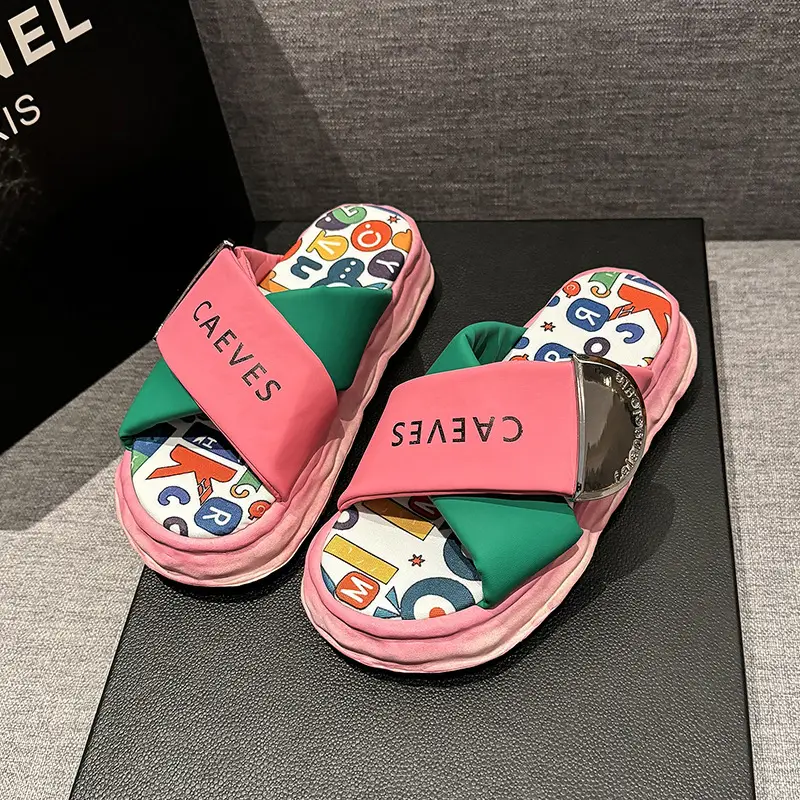 Women's Colorful Graffiti Platform Slippers Summer - Image 2
