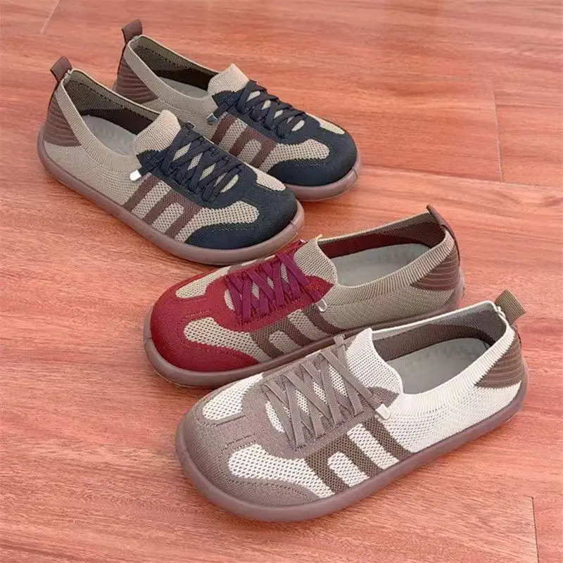 Spring and Autumn New Flying Woven Breathable Old Beijing Cloth Shoes Women's Shoes Mesh Casual Sports Soft Sole Wear-resistant Non-slip Moms Shoes — feature 2