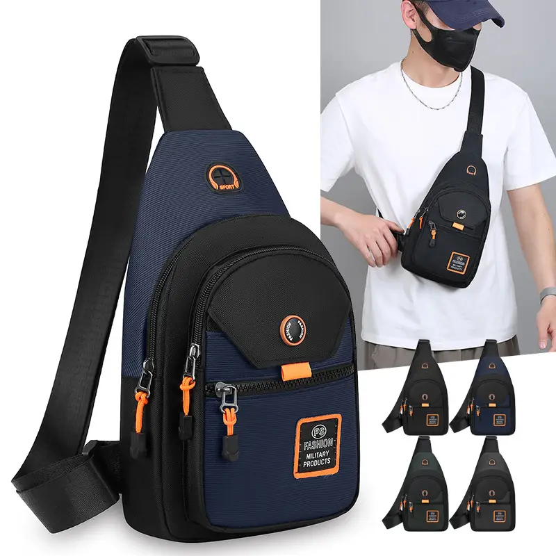 Men's Black Oxford Crossbody Bag with 3 Sizes - Image 6