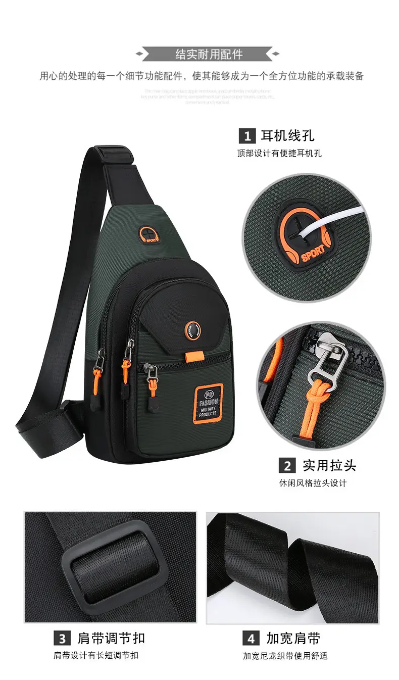 Men's Black Oxford Crossbody Bag with 3 Sizes — feature 2