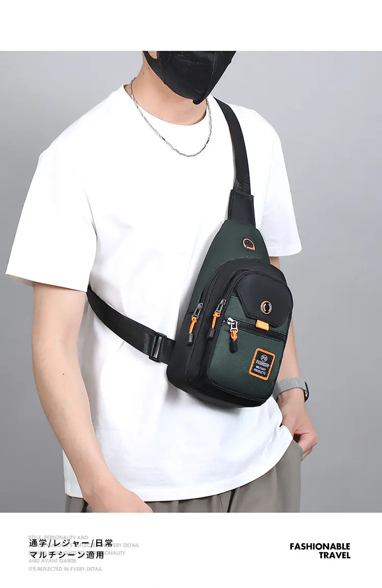 Men's Black Oxford Crossbody Bag with 3 Sizes — feature 24