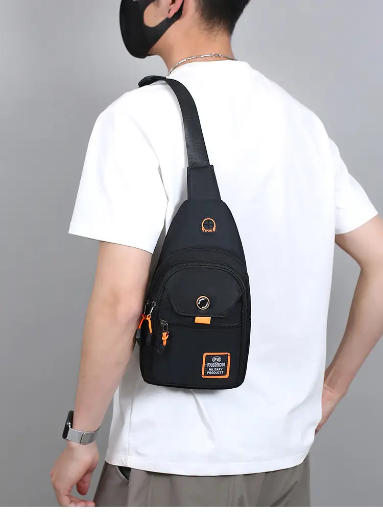 Men's Black Oxford Crossbody Bag with 3 Sizes — feature 25