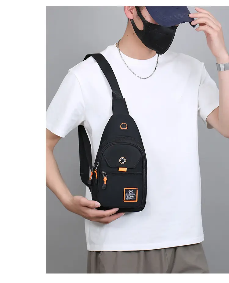 Men's Black Oxford Crossbody Bag with 3 Sizes — feature 26