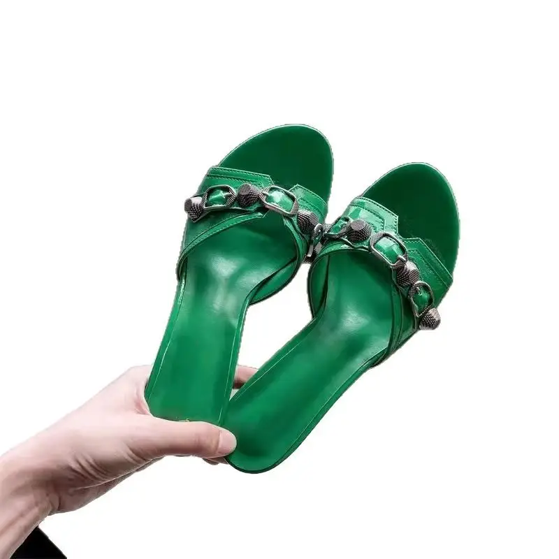 2025 Black Rivet Buckle High Heel Sandals Women - Image 6