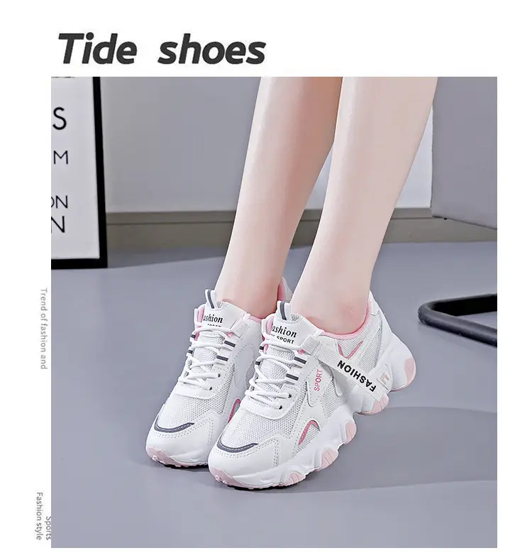 2025 Women's Black White Mesh Running Sneakers with Thick Sole — feature 15