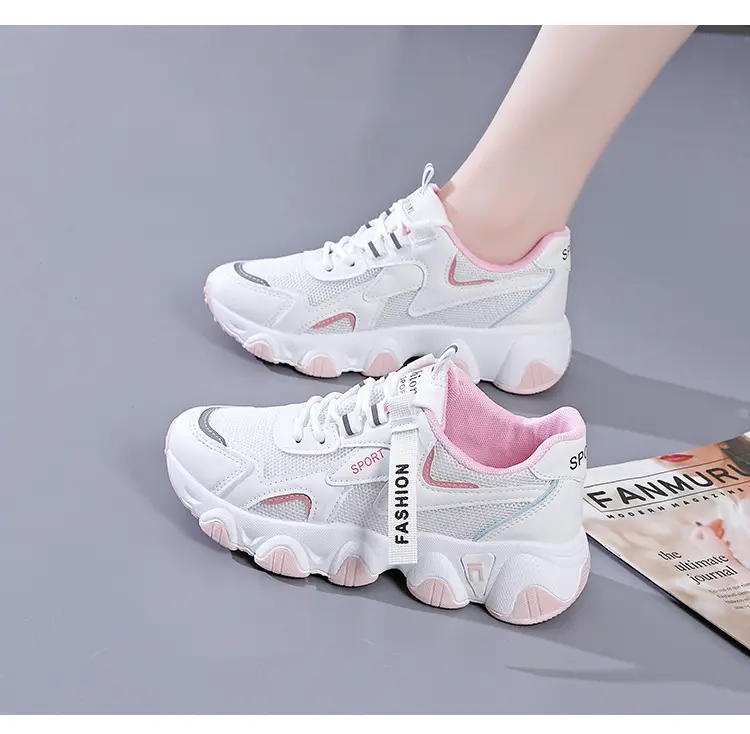 2025 Women's Black White Mesh Running Sneakers with Thick Sole — feature 16