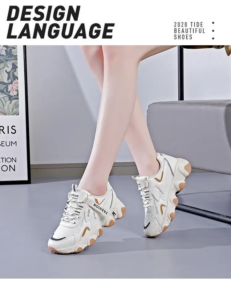 2025 Women's Black White Mesh Running Sneakers with Thick Sole — feature 17