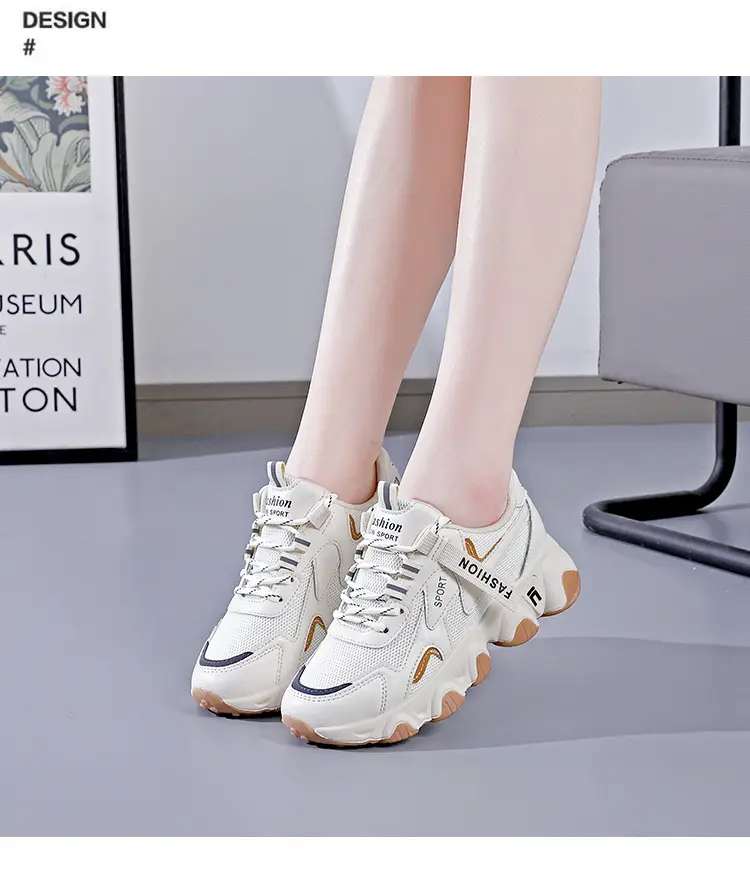 2025 Women's Black White Mesh Running Sneakers with Thick Sole — feature 18