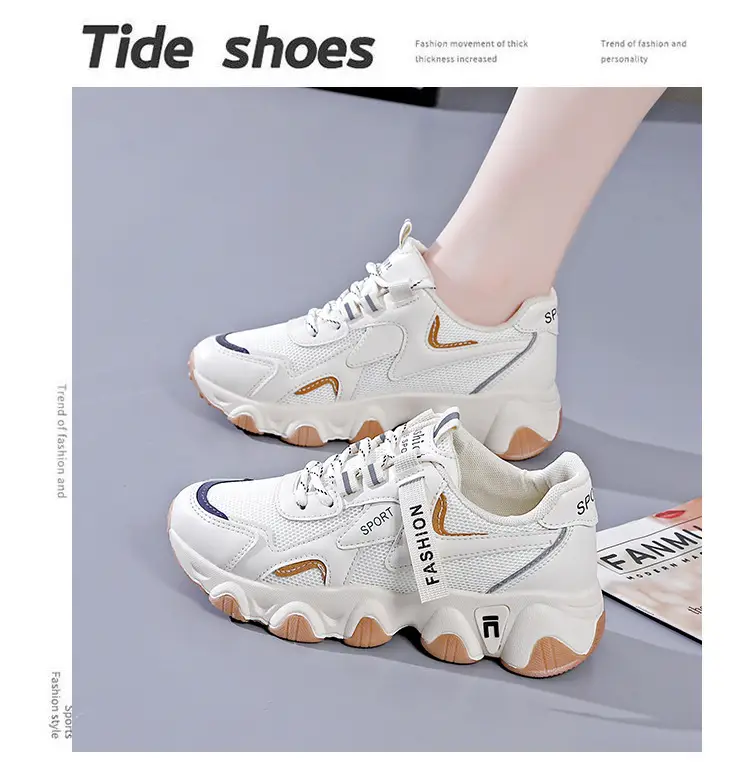 2025 Women's Black White Mesh Running Sneakers with Thick Sole — feature 19