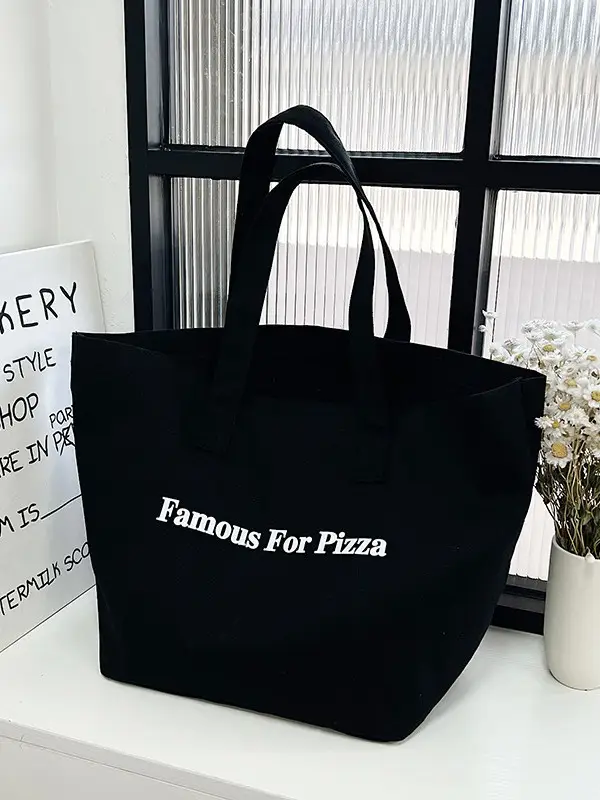 Famous For Pizza Canvas Tote Bag Extra Large - Image 8
