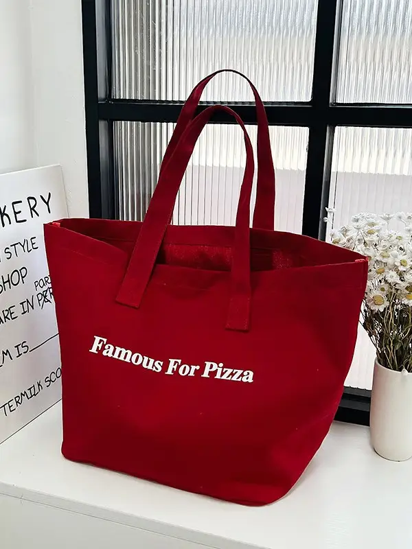 Famous For Pizza Canvas Tote Bag Extra Large - Image 9
