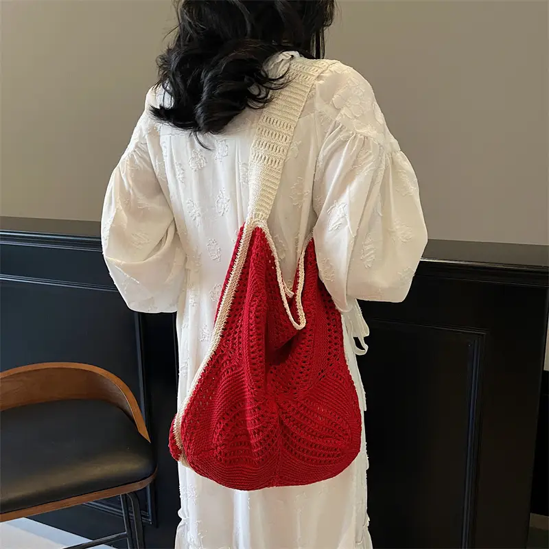 Women Woven Beach Bag Large Capacity Crossbody Shoulder - Image 6