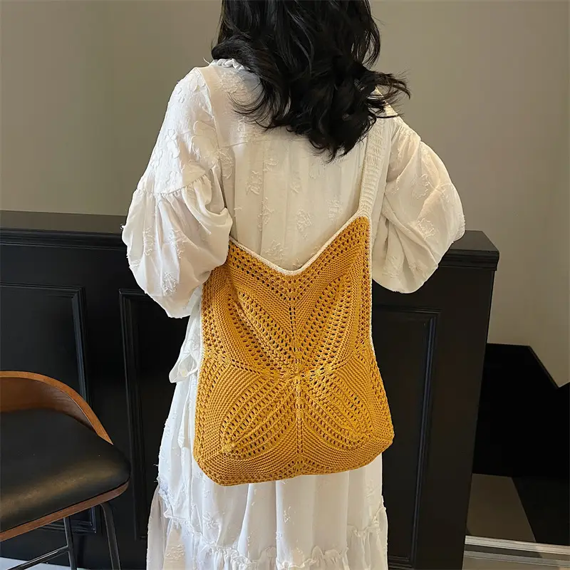 Women Woven Beach Bag Large Capacity Crossbody Shoulder - Image 7