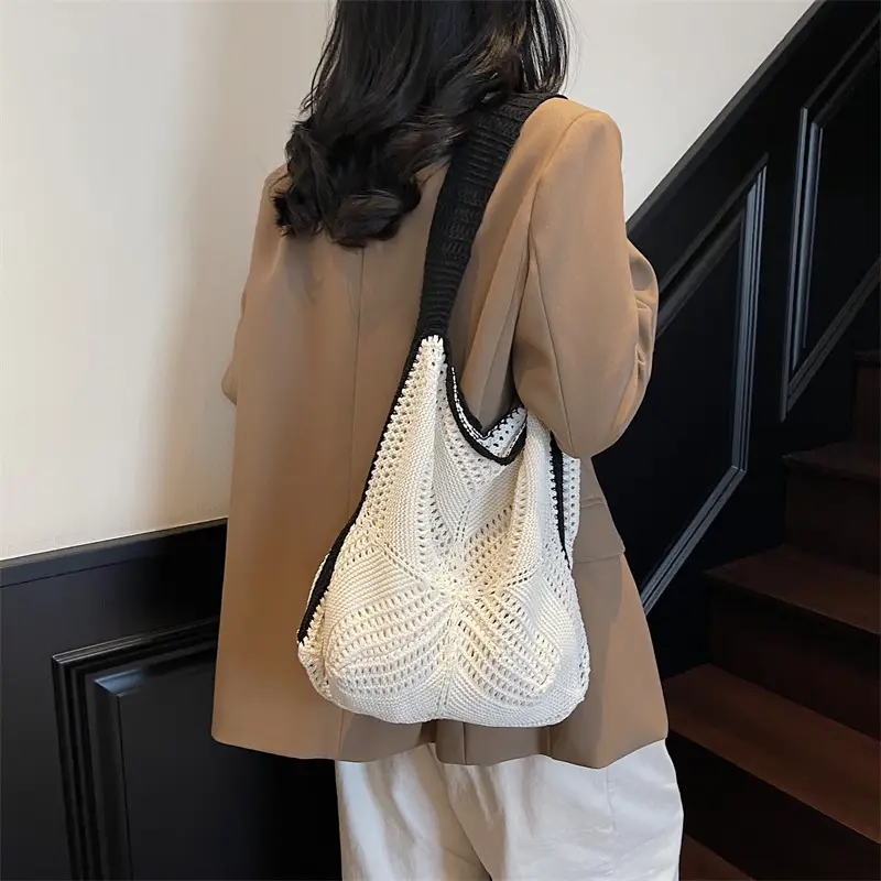 Women Woven Beach Bag Large Capacity Crossbody Shoulder - Image 8