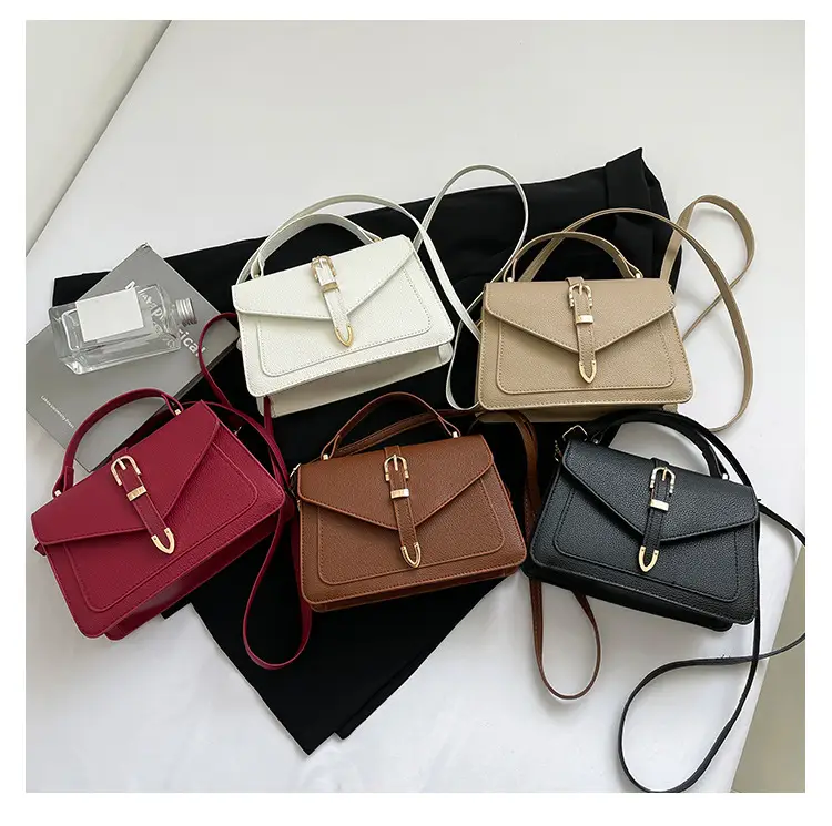 Red Women's Crossbody Bag with Metal Clasp — feature 10