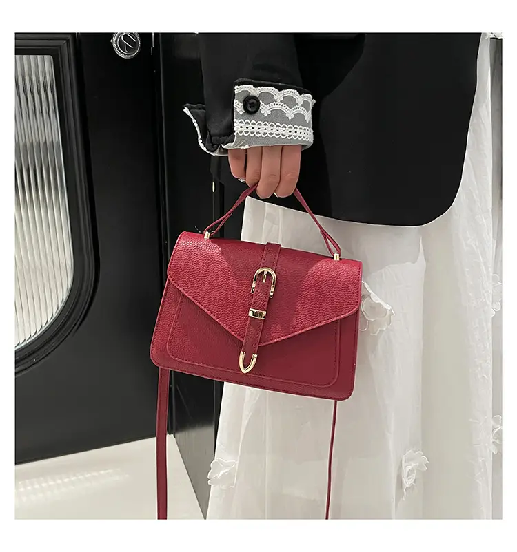 Red Women's Crossbody Bag with Metal Clasp — feature 31