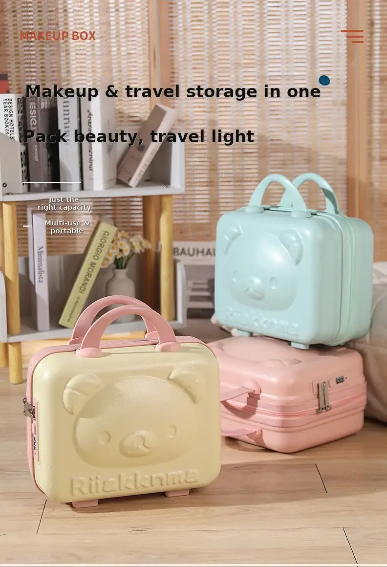 Pink Bear Design 14 Inch Mini Suitcase with Password Lock — feature 1