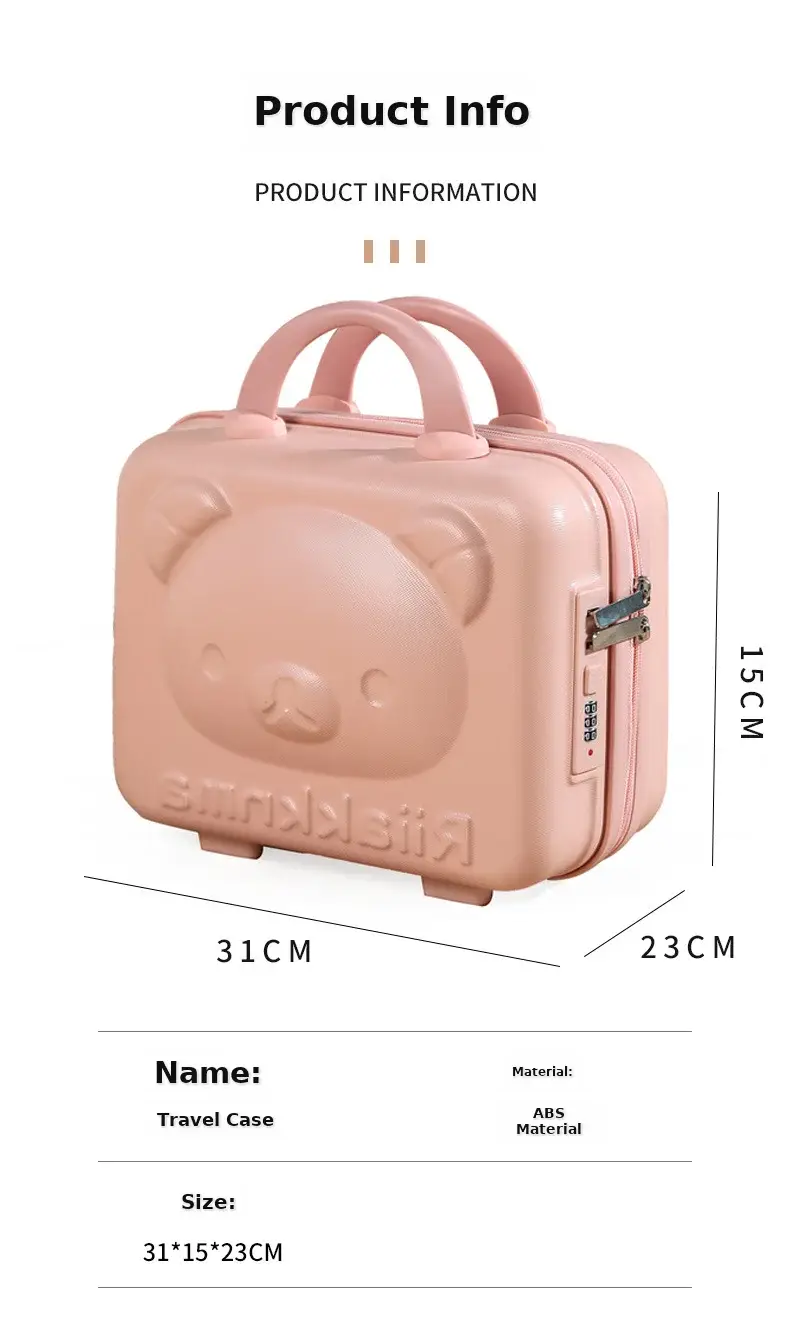 Pink Bear Design 14 Inch Mini Suitcase with Password Lock — feature 11